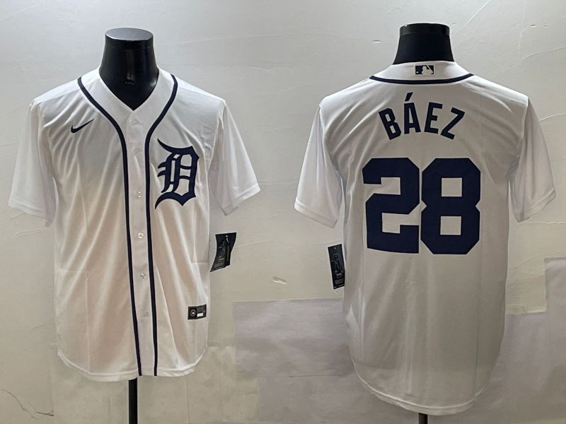 Men Detroit Tigers #28 Baez White Game 2025 Nike MLB Jersey style 1->detroit tigers->MLB Jersey